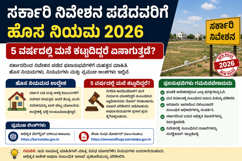 ಸರ್ಕಾರಿ ನಿವೇಶನ ಹೊಸ ನಿಯಮ 2026