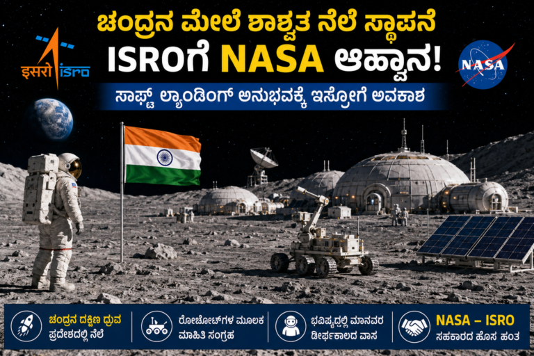 NASA ISRO Moon Base ಚಂದ್ರನ ಮೇಲೆ ಶಾಶ್ವತ ನೆಲೆ