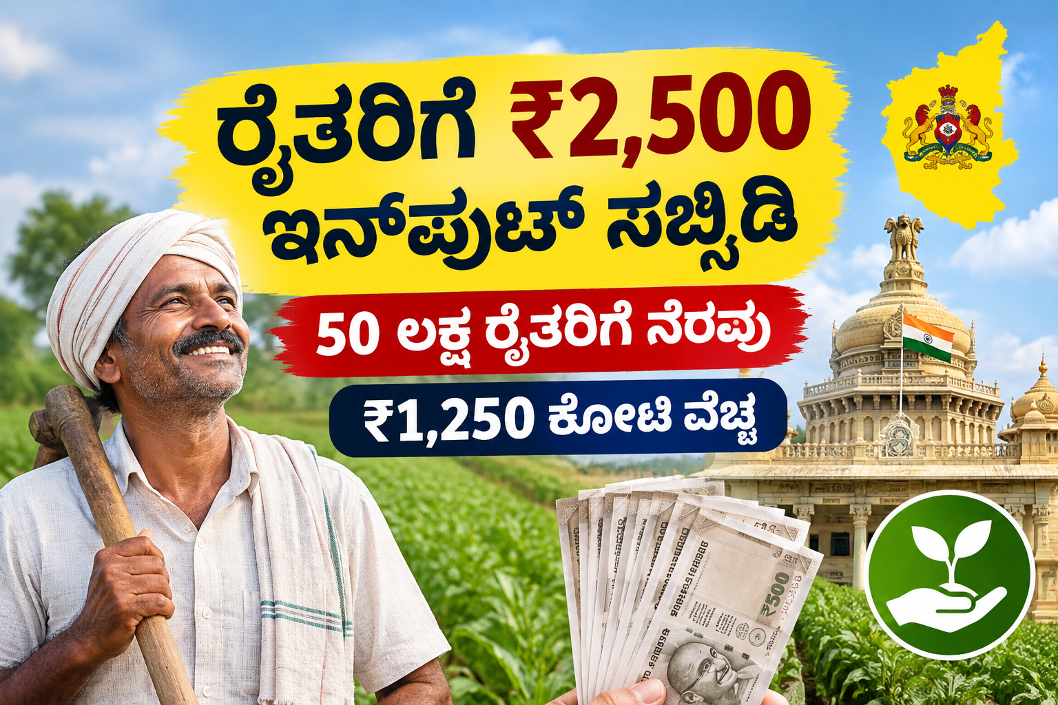 ಕರ್ನಾಟಕ ರೈತರಿಗೆ ₹2500 ಇನ್‌ಪುಟ್ ಸಬ್ಸಿಡಿ