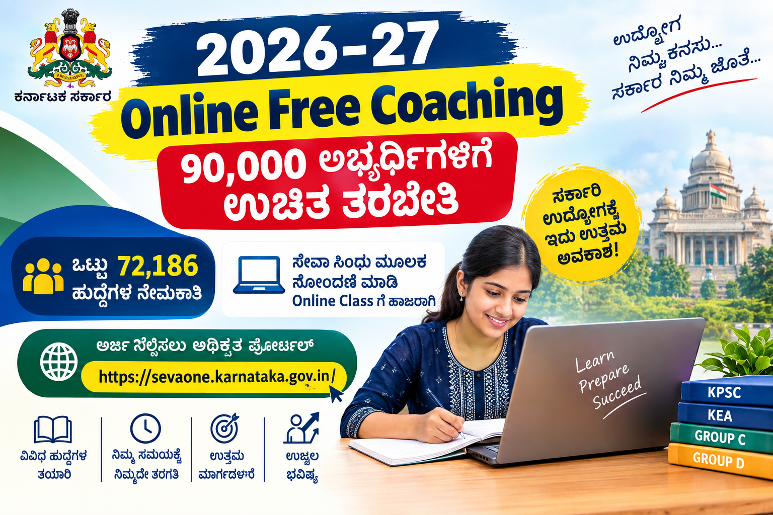 2026-27 Online Free Coaching 90000 ಅಭ್ಯರ್ಥಿಗಳಿಗೆ ಉಚಿತ ತರಬೇತಿ
